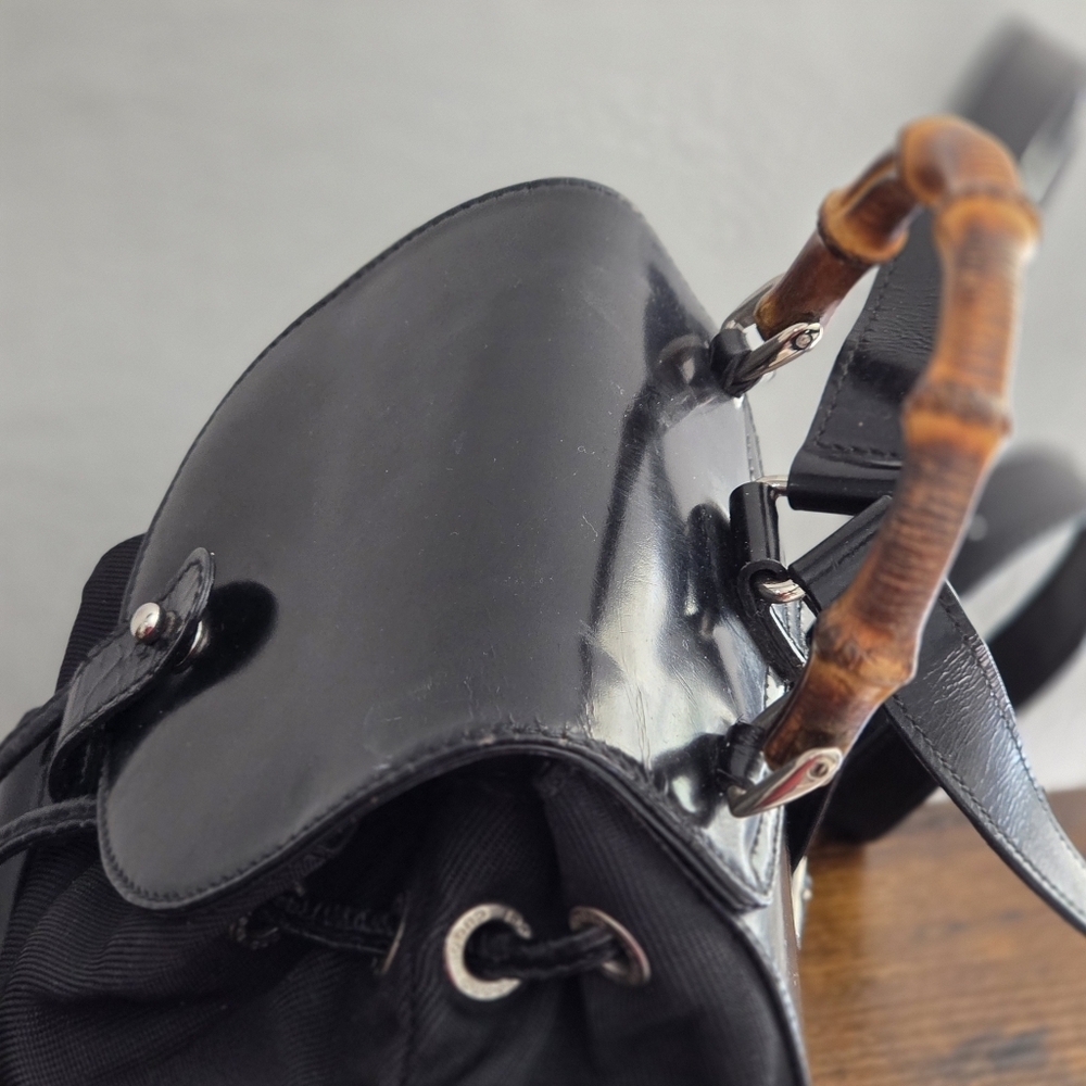 Gucci Vintage Bamboo Leather and Nylon Mini Backpack - Picture 7 of 15